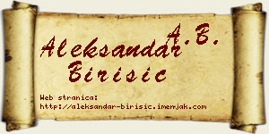 Aleksandar Birišić vizit kartica
